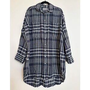 Everlane 100% Striped Plaid Linen Shirt Dress Size Small
